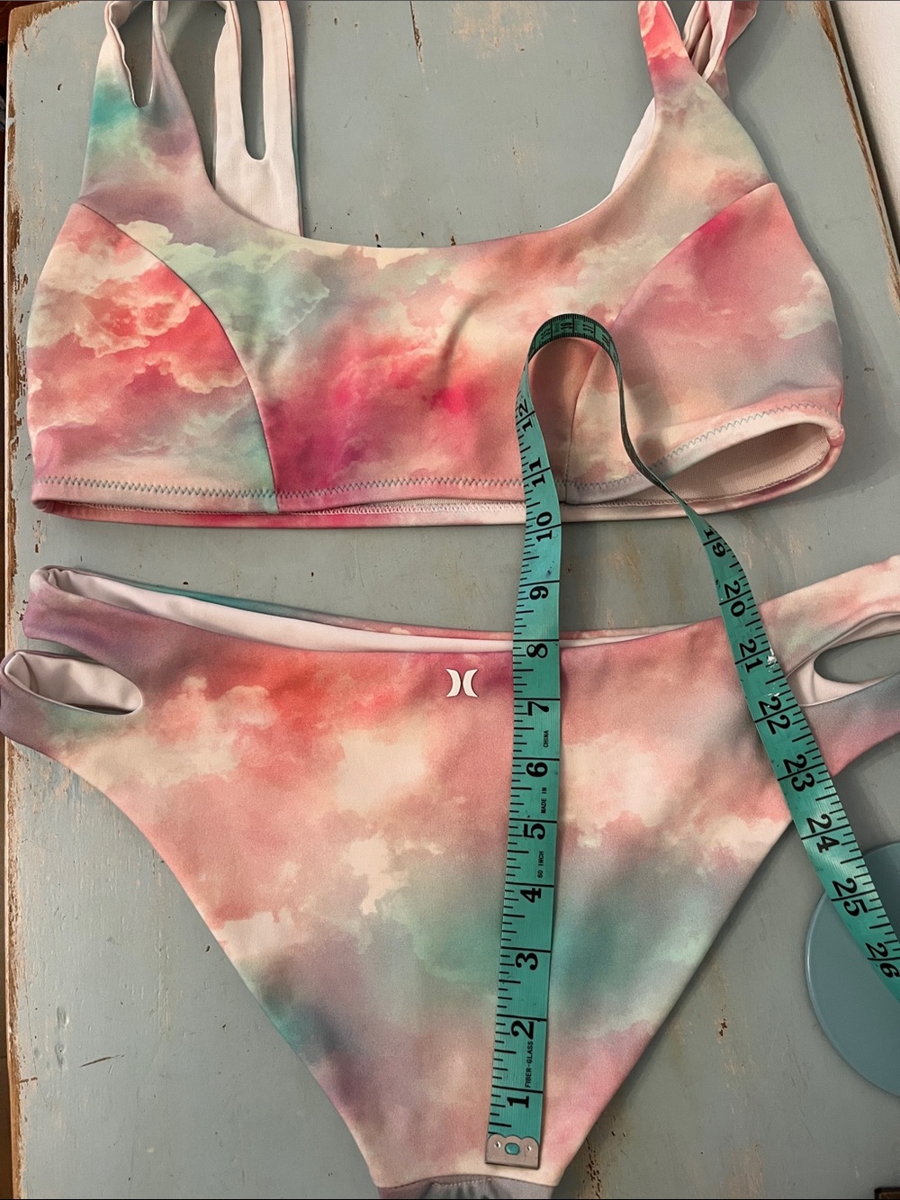 Hurley Medium Watercolour Cloud Wash Pastel Bikini Set - Picture 12 of 15